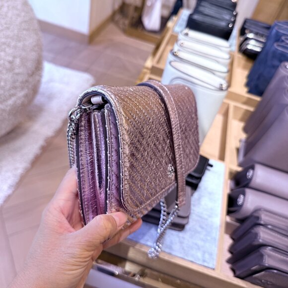 Tory Burch Emerson Chain Wallet 176908 Sparkle Gold $475 - Picture 2 of 8